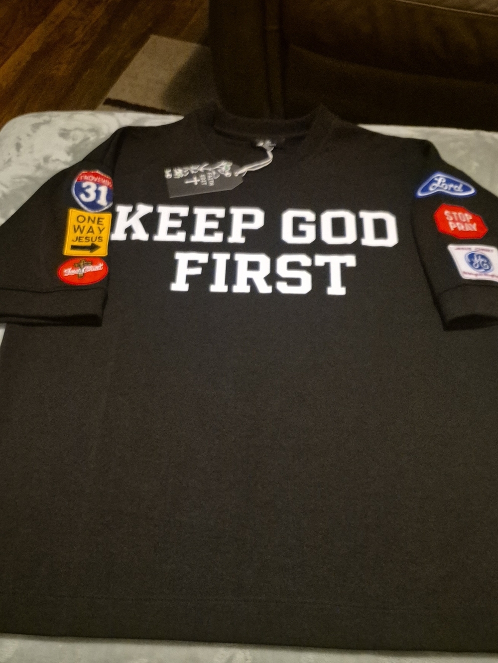 Keep God First Short Sleeve Graphic Tee - Black